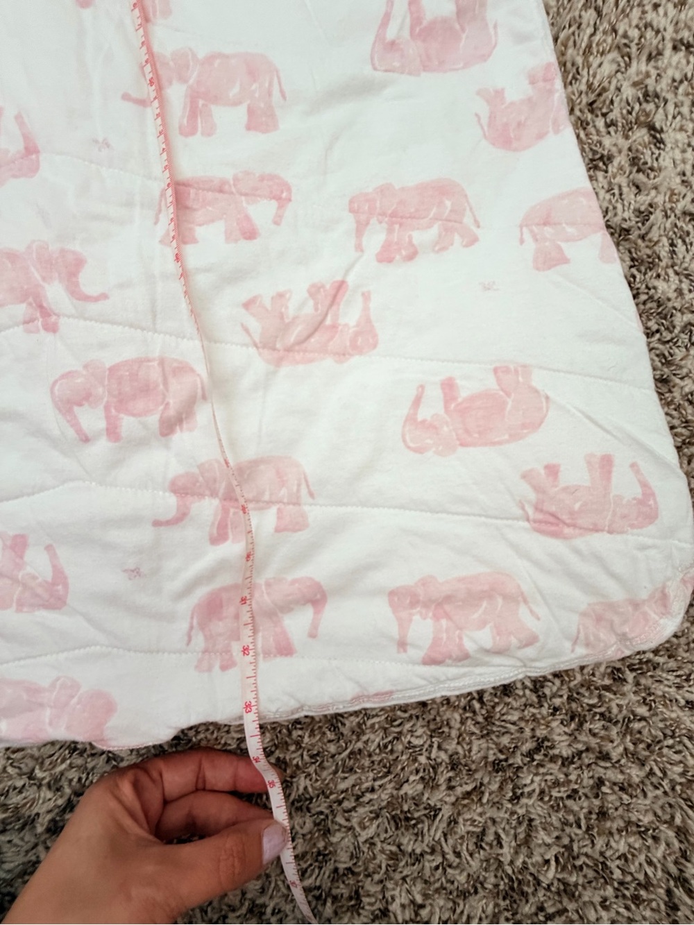 Burt's Bees White Sleep Sack with Pink Elephant Print - Picture 8 of 8